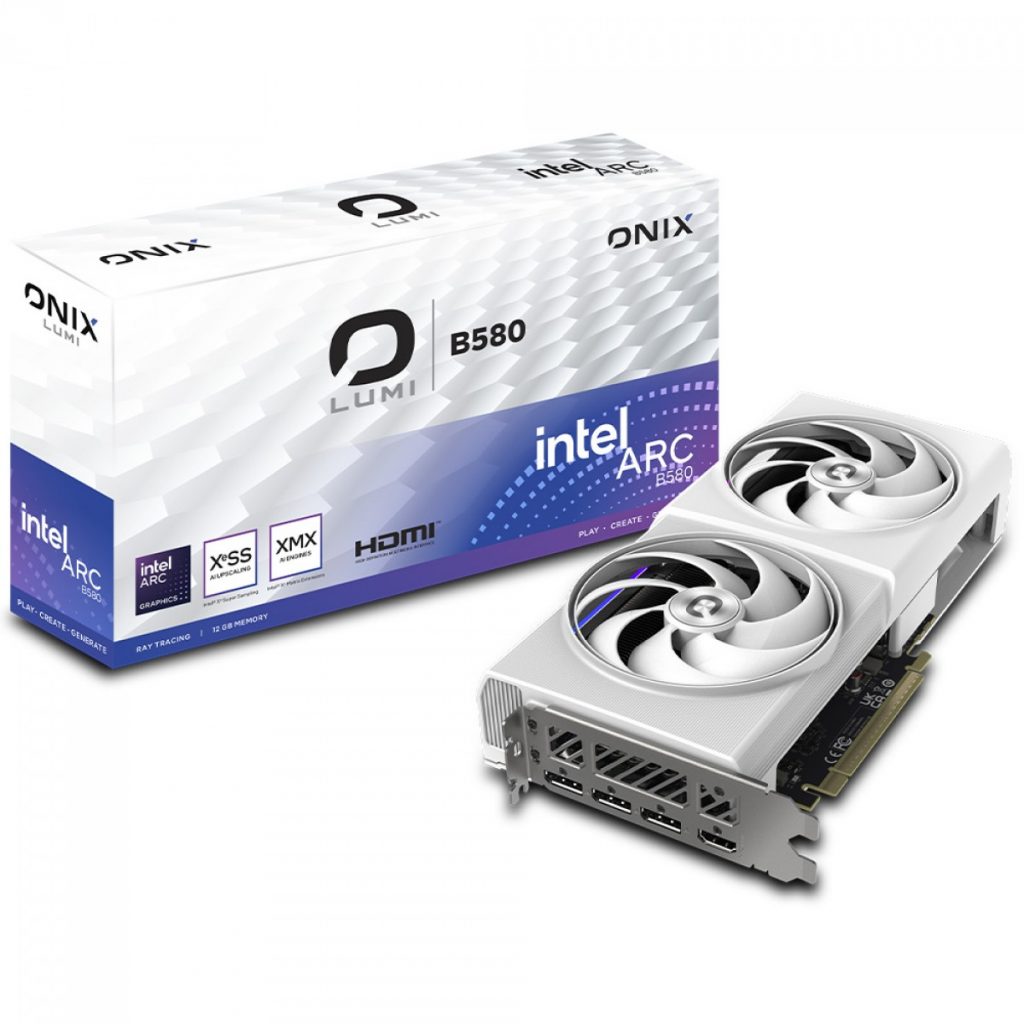 Placa De Vídeo Onix Lumi Intel Arc B580 OC, 12GB, GDDR6, Xe2, Ray Tracing, White – 8346-00278