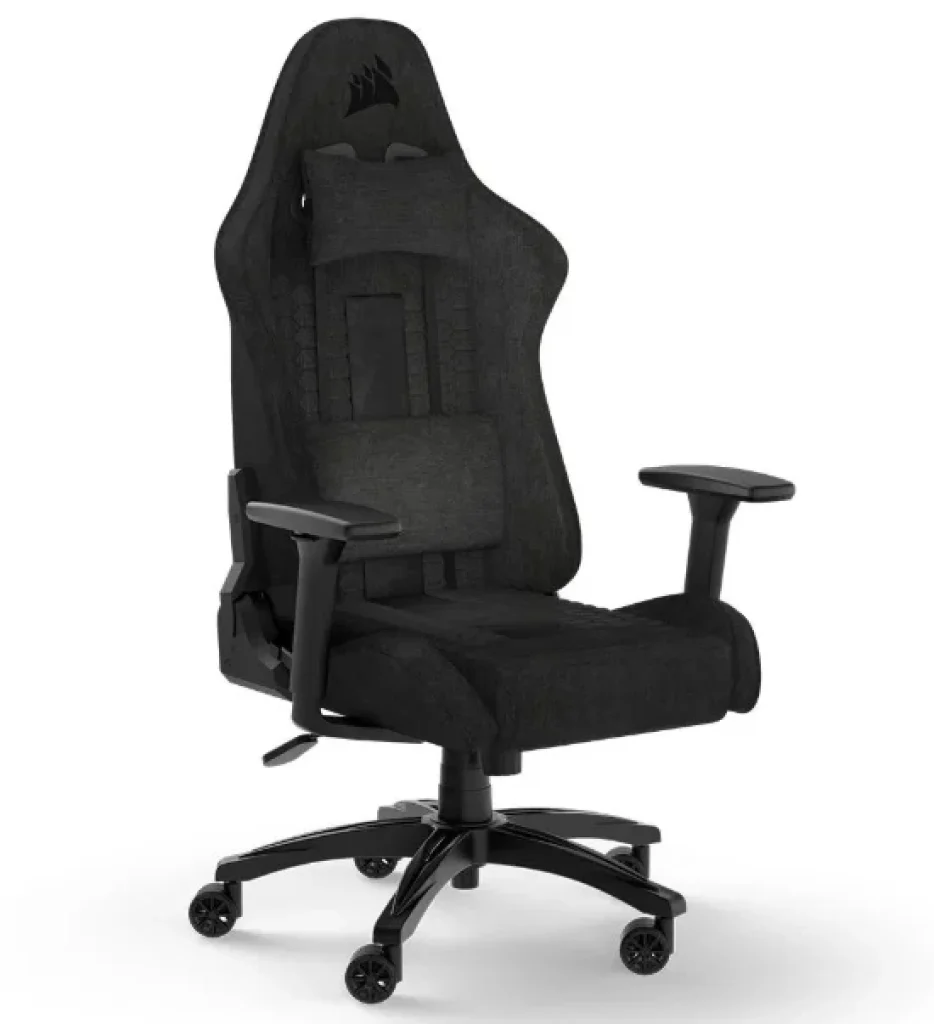 Cadeira Gamer Corsair TC100 Relaxed Fabric, Até 120Kg, Com Almofadas, Reclinável, Cilindro de Gás Classe 4, Preto – CF-9010051-WW