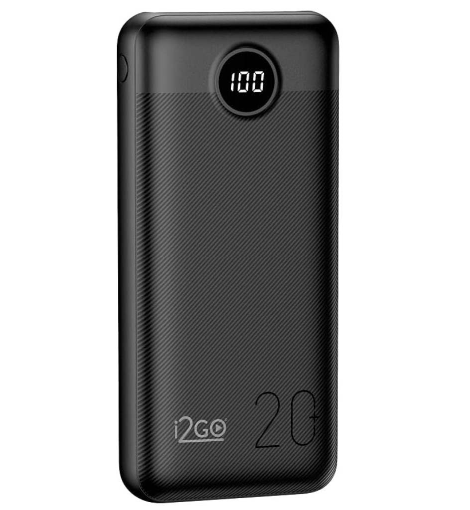 Carregador Portátil (Power Bank) Ultra Rápido 20000mAh Power Delivery 20W 2 Saídas USB + 1 Saída/Entrada USB-C Preto I2GO – I2GO PRO