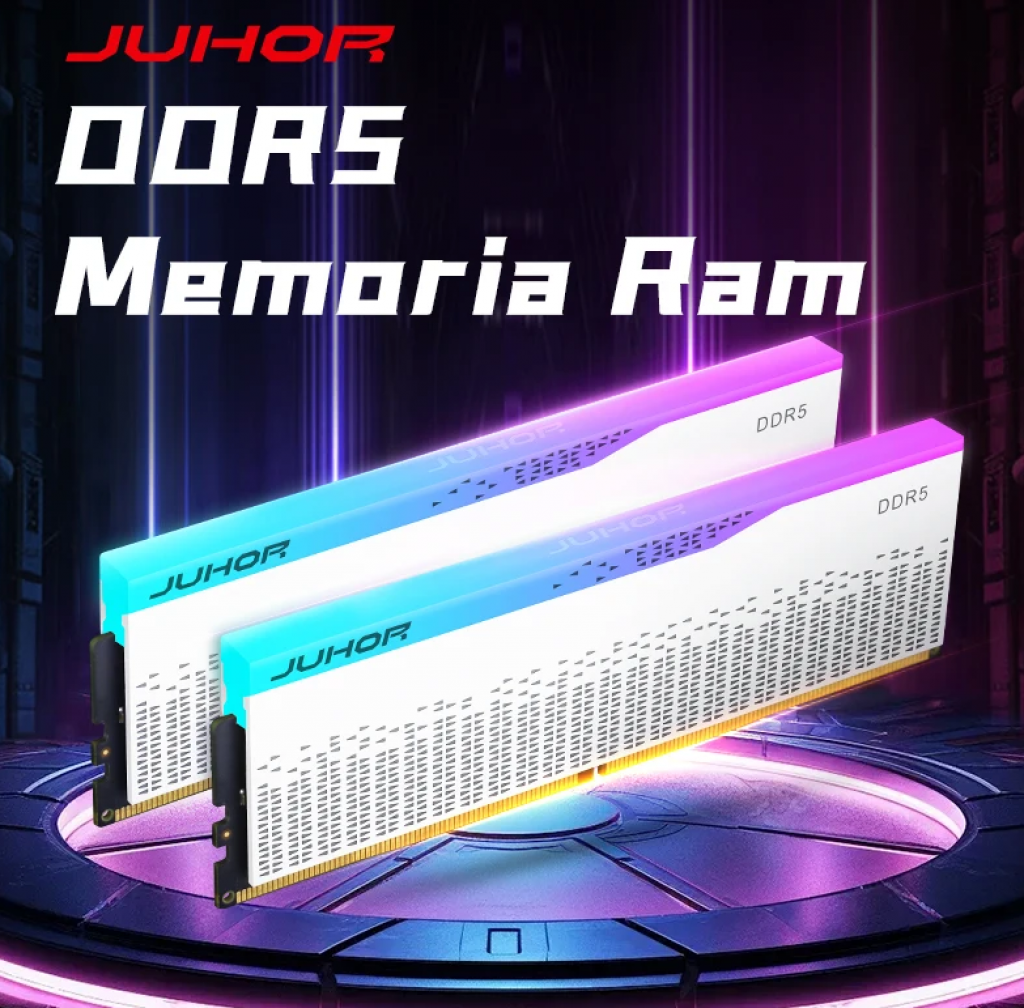 Memória RAM JUHOR DDR5 RGB 32GB (2x16GB) 6000MHz De Alta Velocidade DIMM 288 PIN De Desktop