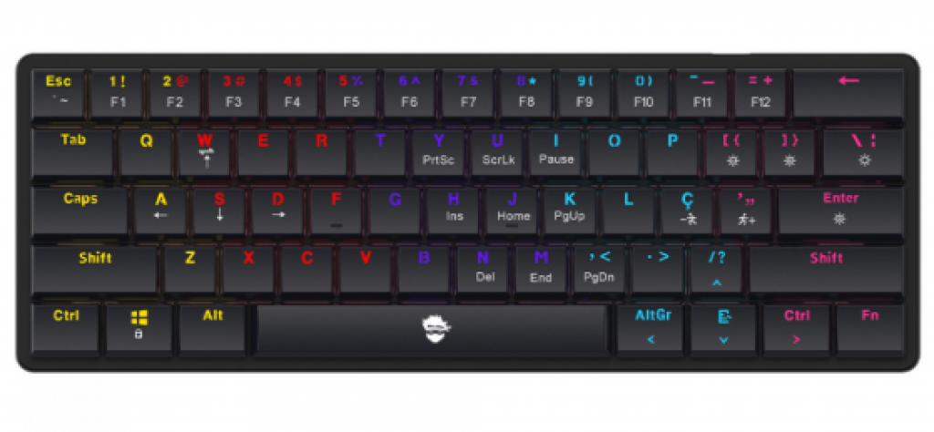 Teclado Mecânico Gamer Ninja Black Thorne, Switch Red Low Profile, ABNT2, 60%, Black, GN-KB-BTRD60BRUAB