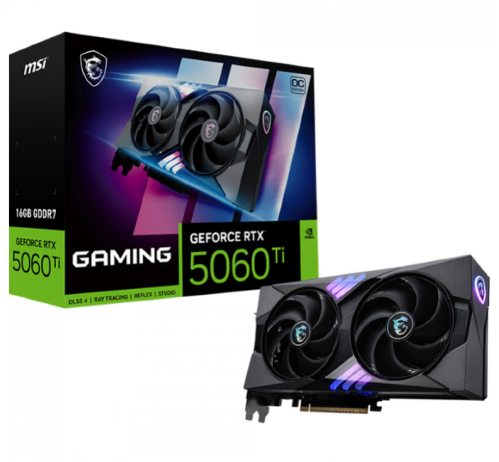 Placa de Vídeo MSI NVIDIA GeForce RTX 5060 Ti Gaming OC, 16GB, GDDR7, DLSS, Ray Tracing
