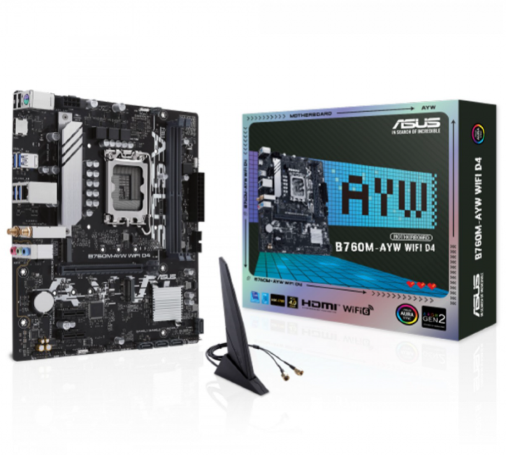 Placa Mãe Asus B760M-AYW WIFI D4, Chipset B760, Intel LGA 1700, mATX, DDR4, 90MB1EA0-M1EAY0