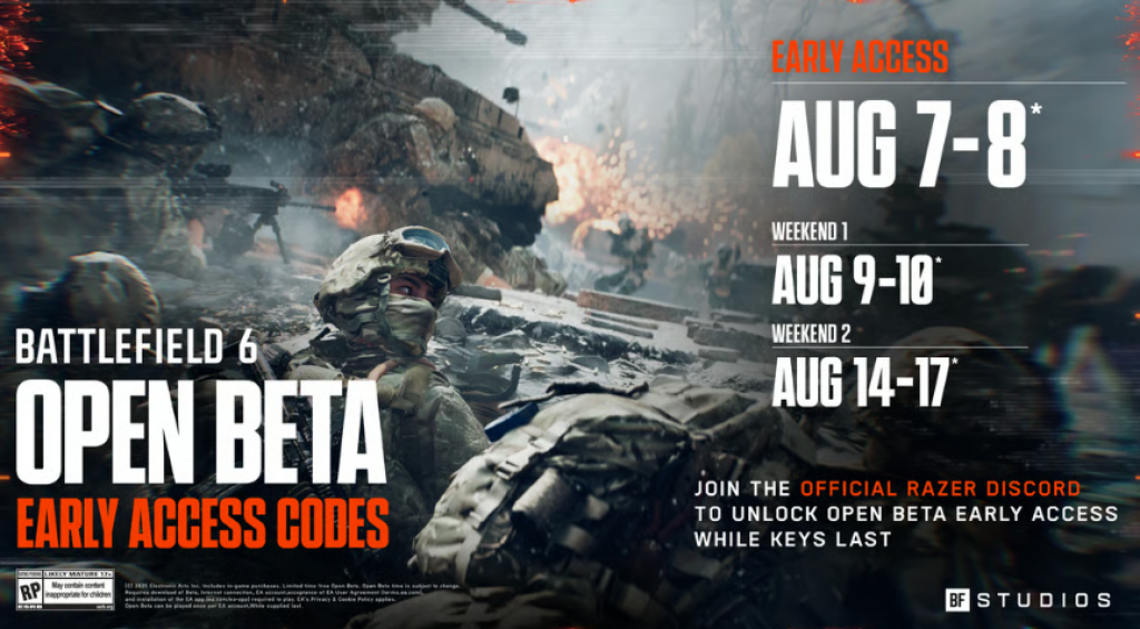 Key Acesso Antecipado Battlefield 6 – Open Beta via Discord da Razer
