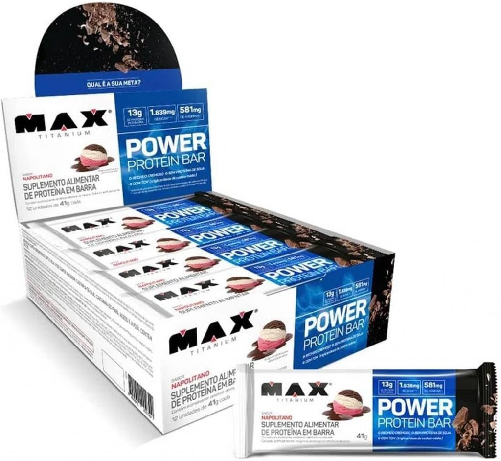 Max Titanium Power Protein Bar Caixa Com 12 Unidades (492G) – Napolitano