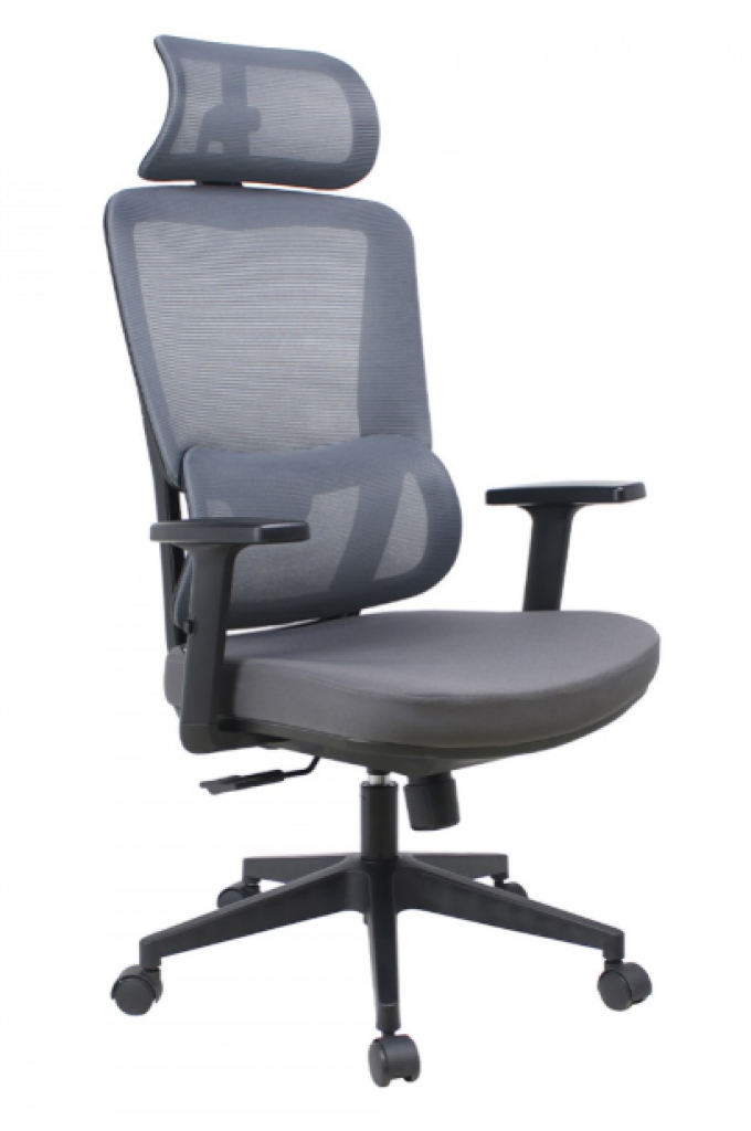 Cadeira de Escritório Dr. Office Work Pro, Ajustável, Mesh, 2D, Até 120kg, Reclinável, Cinza – DR-CH-WKPR2DG