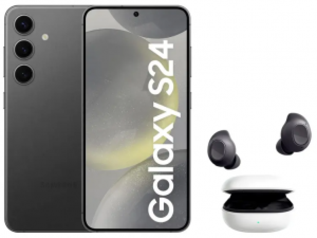 Combo Smartphone Samsung Galaxy S24 6,2” Galaxy AI 256GB – Preto + Galaxy Buds FE sem Fio Grafite