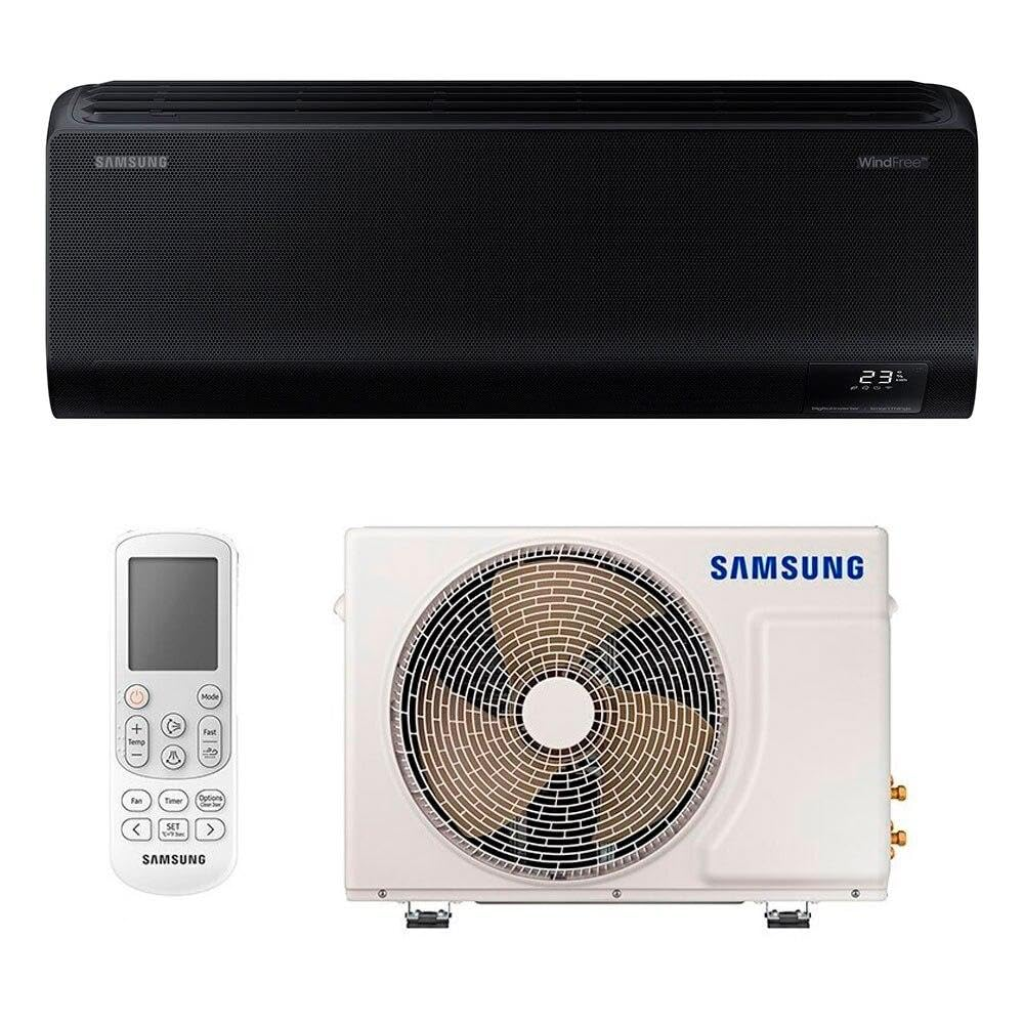 Ar-condicionado Split Inverter Samsung WindFree Black Edition Sem Vento 12.000 BTUs Quente e Frio AR12CSECABTNAZ 220V