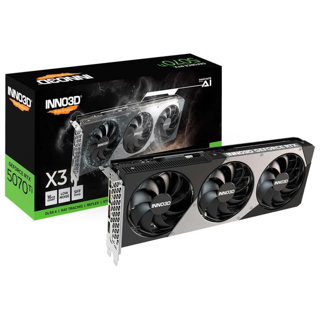 Placa de Vídeo Inno3D RTX 5070 Ti X3 NVIDIA Geforce, 16GB, GDDR7, 256bits, DLSS 4 – N507T3-16D7-176068N