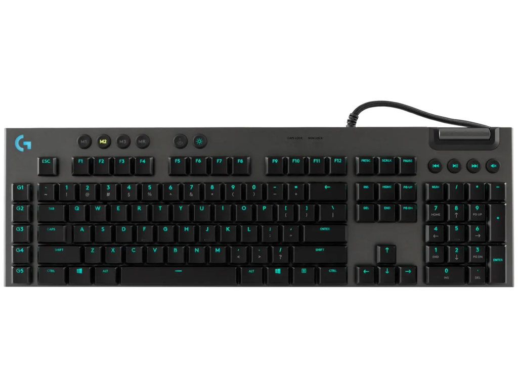 Teclado Mecânico Gamer Logitech G815 com RGB LIGHTSYNC, Teclas G Programáveis, USB Passthrough, Controles de Mídia Dedicados, Design Ultrafino e Exclusivo Switch de Perfil Baixo GL Tactile