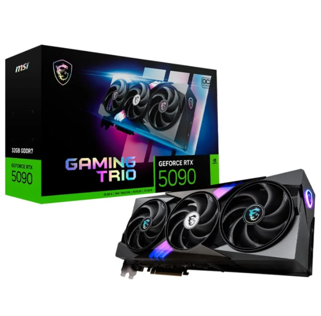 Placa de Vídeo MSI RTX 5090 32GB GAMING TRIO OC NVIDIA GeForce, GDDR7, G-Sync, Ray Tracing, DLSS 4, HDR – G5090-32GTC