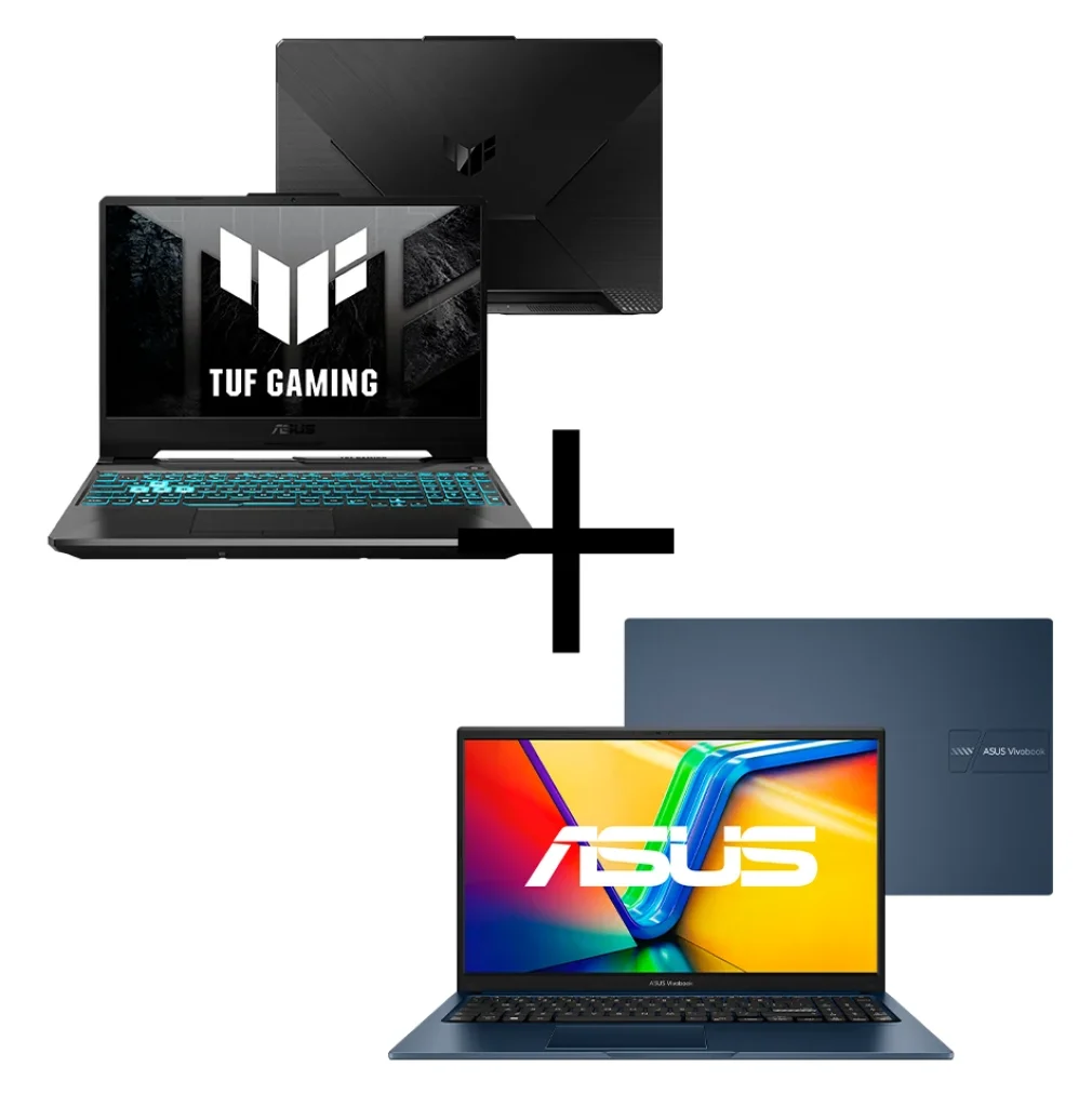 Combo Notebook ASUS TUF Gaming A15, 8/512GB, RTX 3050 4GB, Ryzen 7 7435HS, 15,6″ FHD IPS 144Hz, FA506NCR-HN089 + Notebook ASUS Vivobook 15, i5, 8/256GB, 15,6″ FHD, Windows 11, X1504VA-NJ1737W Quiet Blue