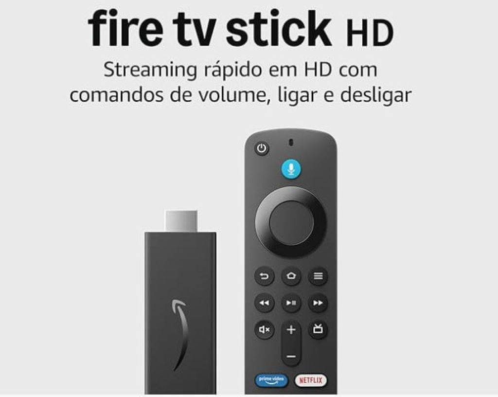 Fire TV Stick HD (Última geração) | Com controle remoto por voz com Alexa (inclui comandos de TV), controles de casa inteligente e streaming em HD