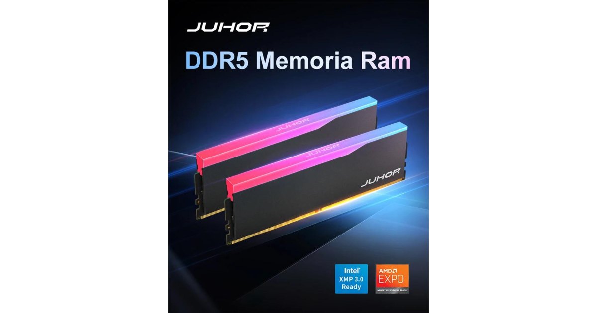 Memória RAM JUHOR DDR5 RGB 32GB (2x16GB) 6400MHz De Alta