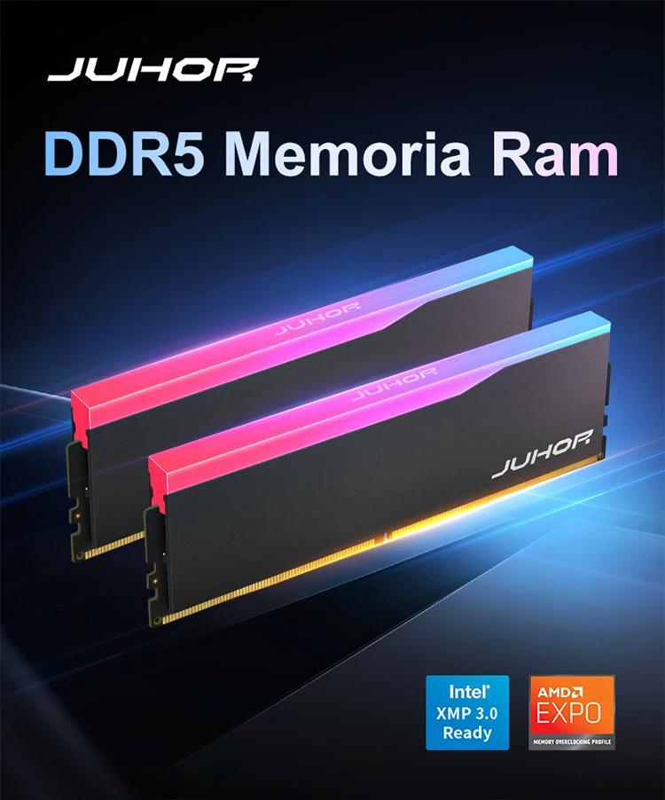 Memória RAM JUHOR DDR5 RGB 32GB (2x16GB) 6400MHz De Alta