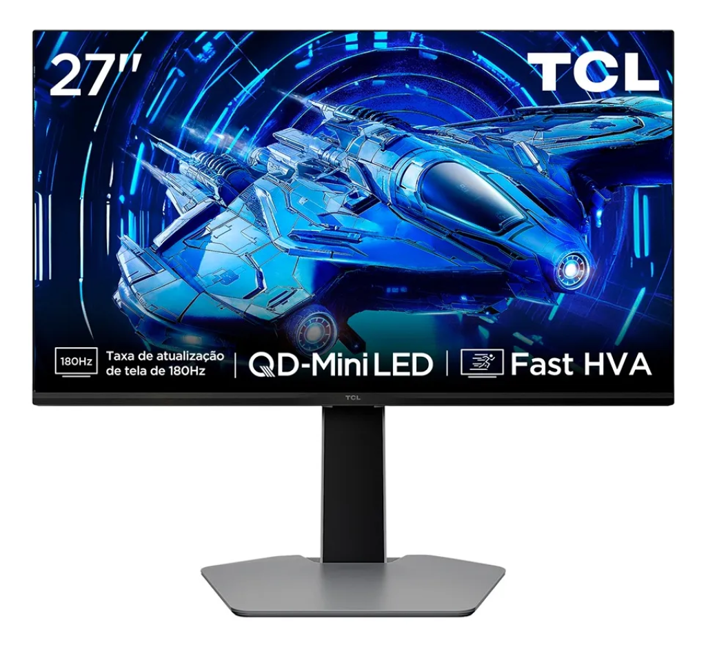 Monitor Gamer TCL 27″ QHD QD-Mini LED 180 Hz 2 HDMI, HDR600, DP, HDMI, Bivolt – 27G64