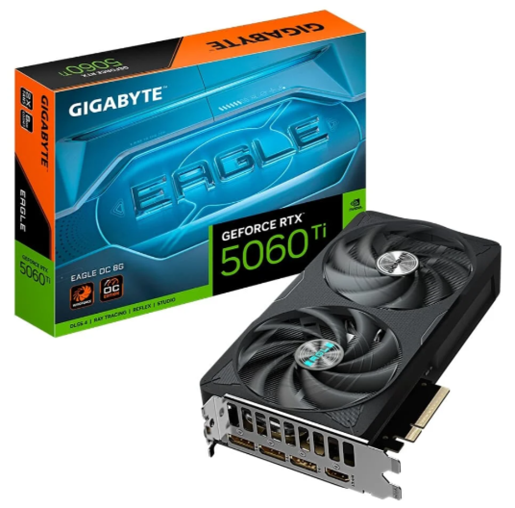 Placa de Vídeo Gigabyte RTX 5060 Ti EAGLE OC 8G NVIDIA GeForce, 8GB GDDR7, 128bits, DLSS, Ray Tracing – GV-N506TEAGLE OC-8GD