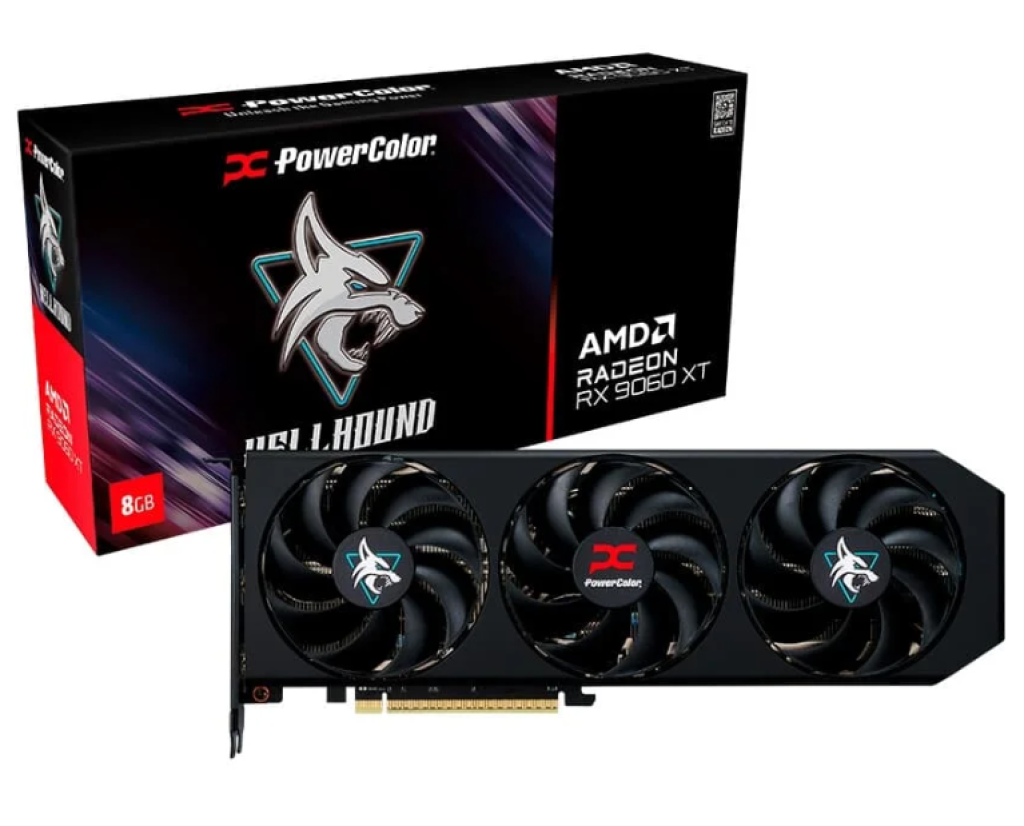 Placa de Vídeo PowerColor RX 9060 XT Hellhound AMD Radeon, 8GB, GDDR6, 128bits, Tripe Fan, OpenGL 4.6 – RX9060XT 8G-L/OC