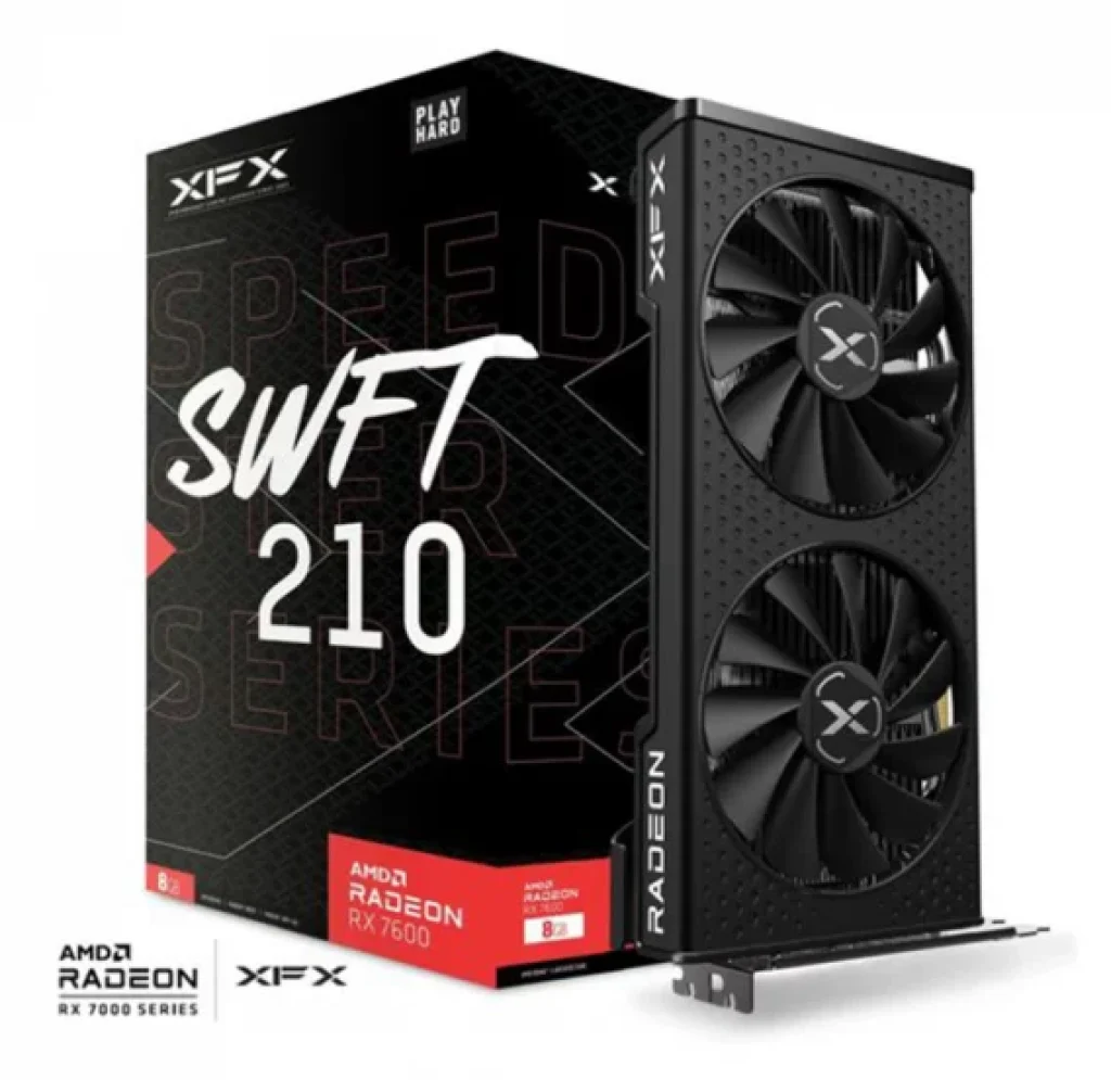 Placa de Vídeo XFX AMD Radeon RX 7600 Speedster SWFT 210, 8GB, GDDR6, FSR, Ray Tracing – RX-76PSWFTFY