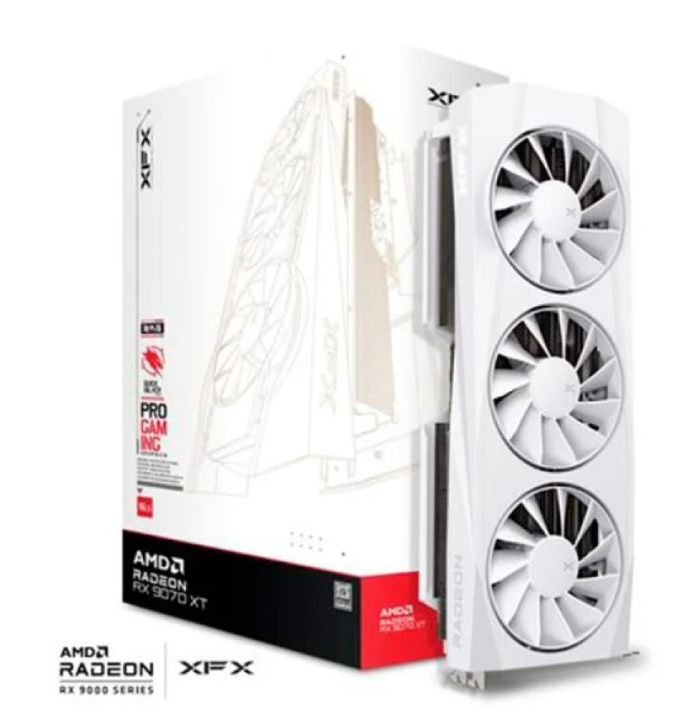 Placa de Vídeo XFX Quicksilver RX 9070 XT White Gaming Edition AMD Radeon, 16GB, GDDR6, HDMI 3xDP, RDNA 4 – RX-97TQICKW9