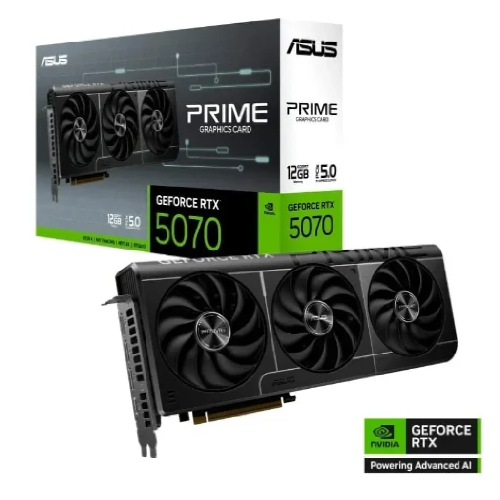 Placa de Vídeo ASUS PRIME RTX 5070 12GB Geforce Nvidia, 12GB, GDDR7, 192 bits, OpenGL 4.6, DLSS 4 – 90YV0M11-M0NA00