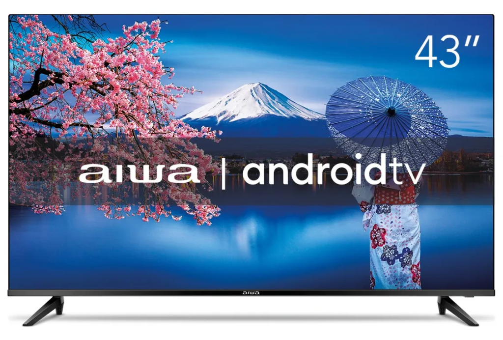 Smart TV 43″ Aiwa Full HD Android, Comando de Voz, Dolby Audio, HDR10, Borda Ultrafina – AWS-TV-43-BL-02-A