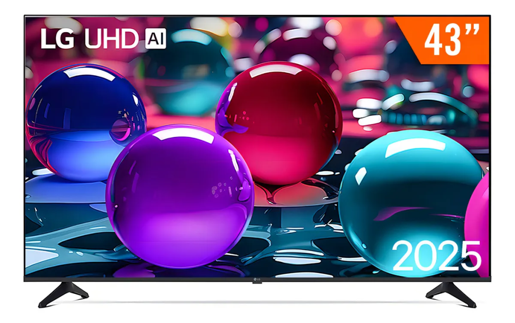 Smart TV LG 43″ 4K UA75 – Processador IA α7 Gen8, 4K Super Upscaling, Botão AI, webOS 25 – 43UA7500PSA