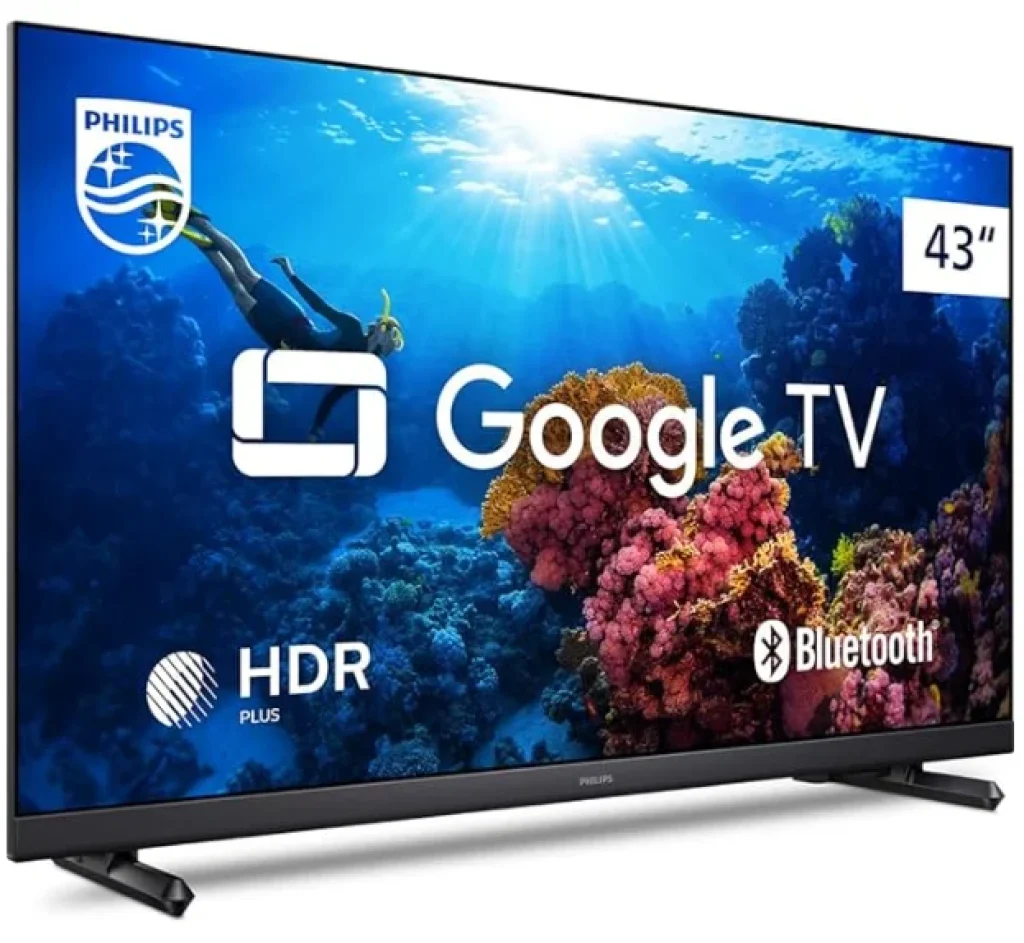 Smart TV Philips 43\” Full HD, Google TV, Comando de Voz, HDR, 3 HDMI, Wifi 5G, Bluetooth – 43PFG6918/78
