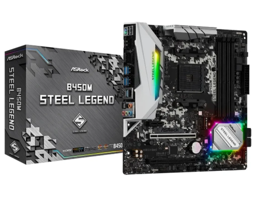 Placa Mãe ASRock B450M Steel Legend, RGB, Chipset B450, AMD AM4, mATX, DDR4