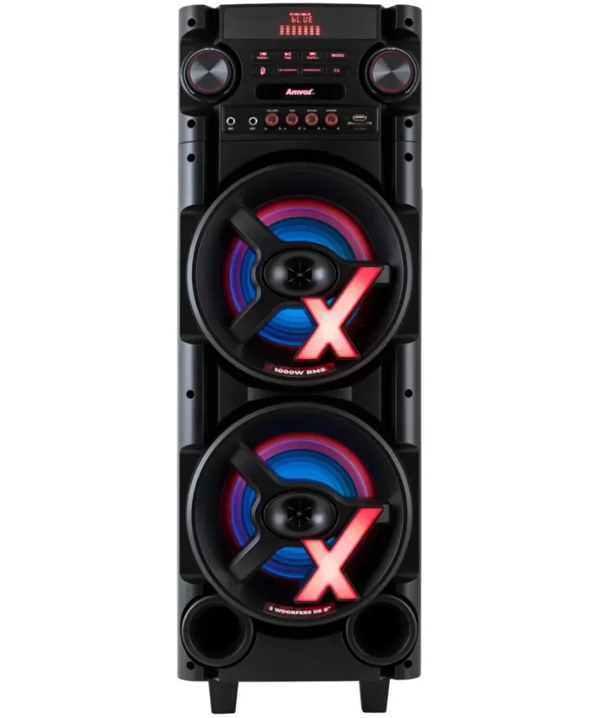 Caixa de Som Torre AMVOX ACA 1000 NEW X – Bluetooth 1000W RMS Amplificada – 000503A48