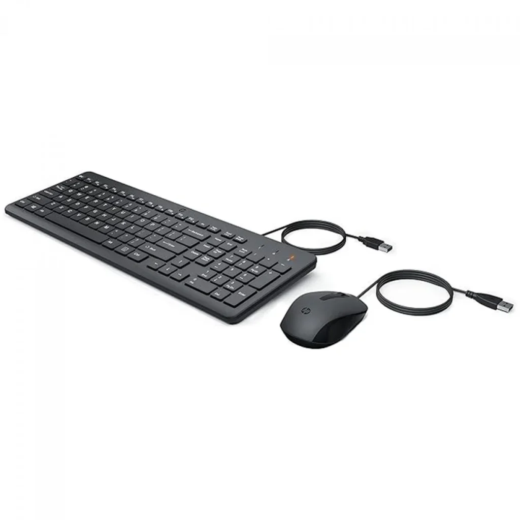 Combo de Teclado e Mouse USB HP 150 – Plug and Play, com Digitação Silenciosa, Confortável e Precisa, Mouse com DPI de 1600, Layout ABNT2, Preto (240J7AA)