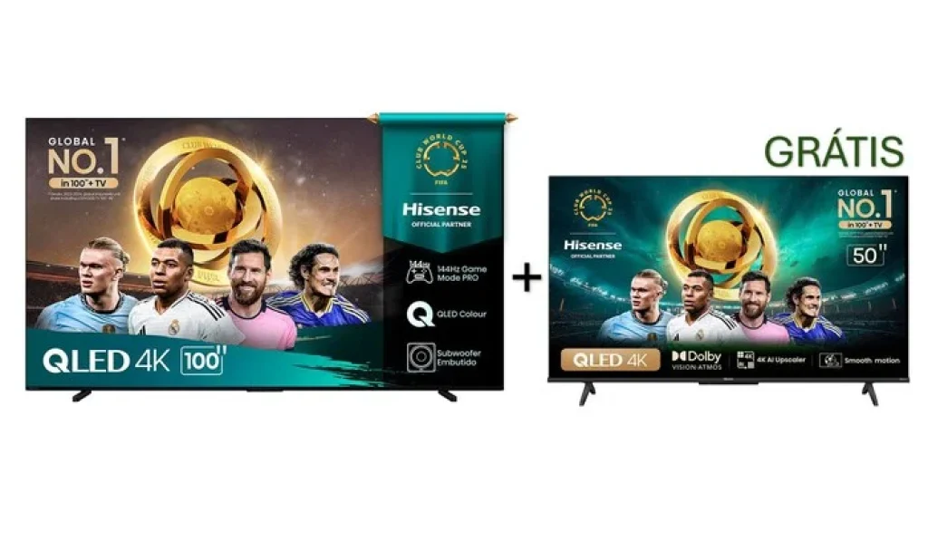 Combo Smart TV 100” Hisense Q7QG 2025 QLED 4K 120Hz + Smart TV Hisense QLED 4K 50″ Q6N