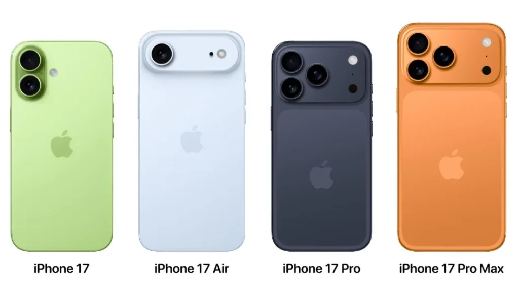 Comparativo iPhones 17, Air, Pro, Pro Max e versão anterior