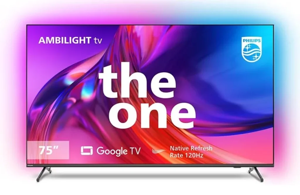 Google TV Philips THE ONE 75″ Ultra HD 4K, 120 Hz, Ambilight, Chromecast, Dolby Vision/Atmos, Play-Fi, Game Bar 75PUG8808/78