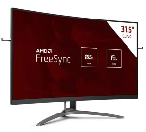 Monitor Gamer 31,5″ AOC Agon Curved Widescreen LED de 165Hz e 1ms, Painel VA, FreeSync – AG323FCXE