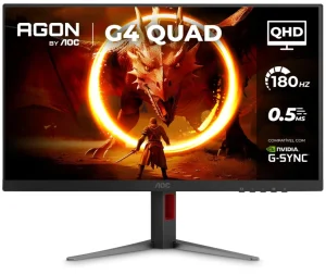 Monitor Gamer AOC AGON G4 QUAD 27″ QHD 180Hz 0.5ms IPS HDR10 Base Ajustável – Q27G4F