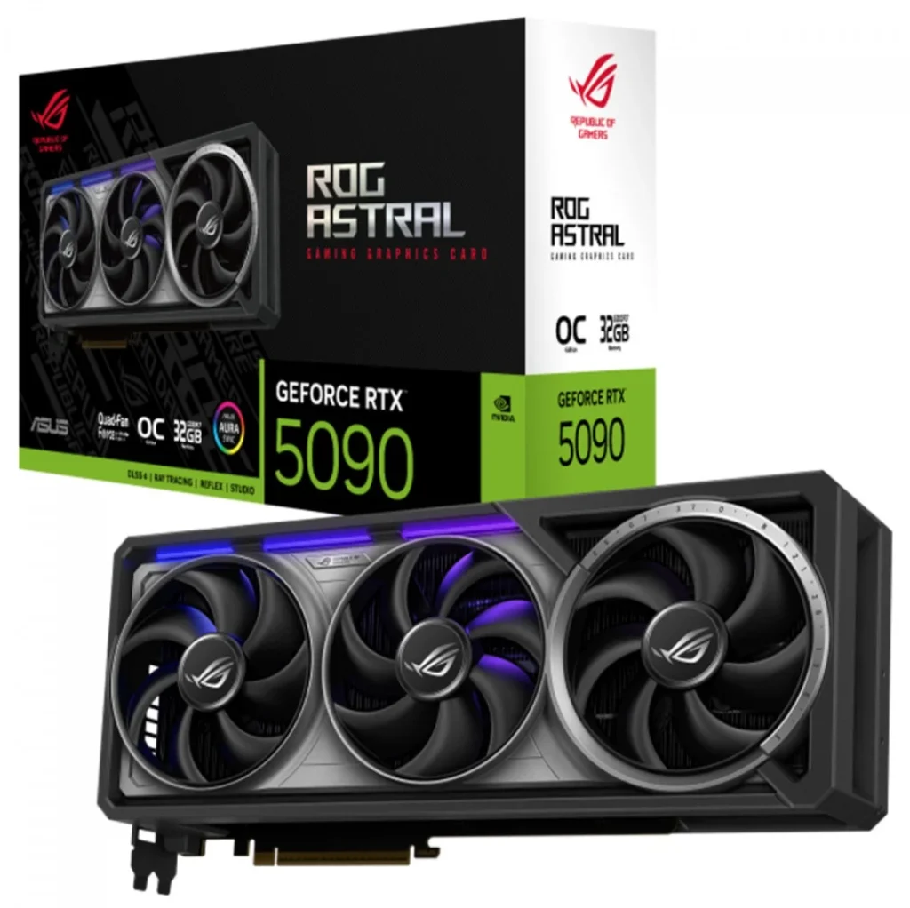 Placa de Vídeo ASUS ROG Astral RTX 5090 OC, 32GB, GDDR7, NVIDIA GeForce, DLSS, Ray Tracing – ROG-ASTRAL-RTX5090-O32G-GAMING