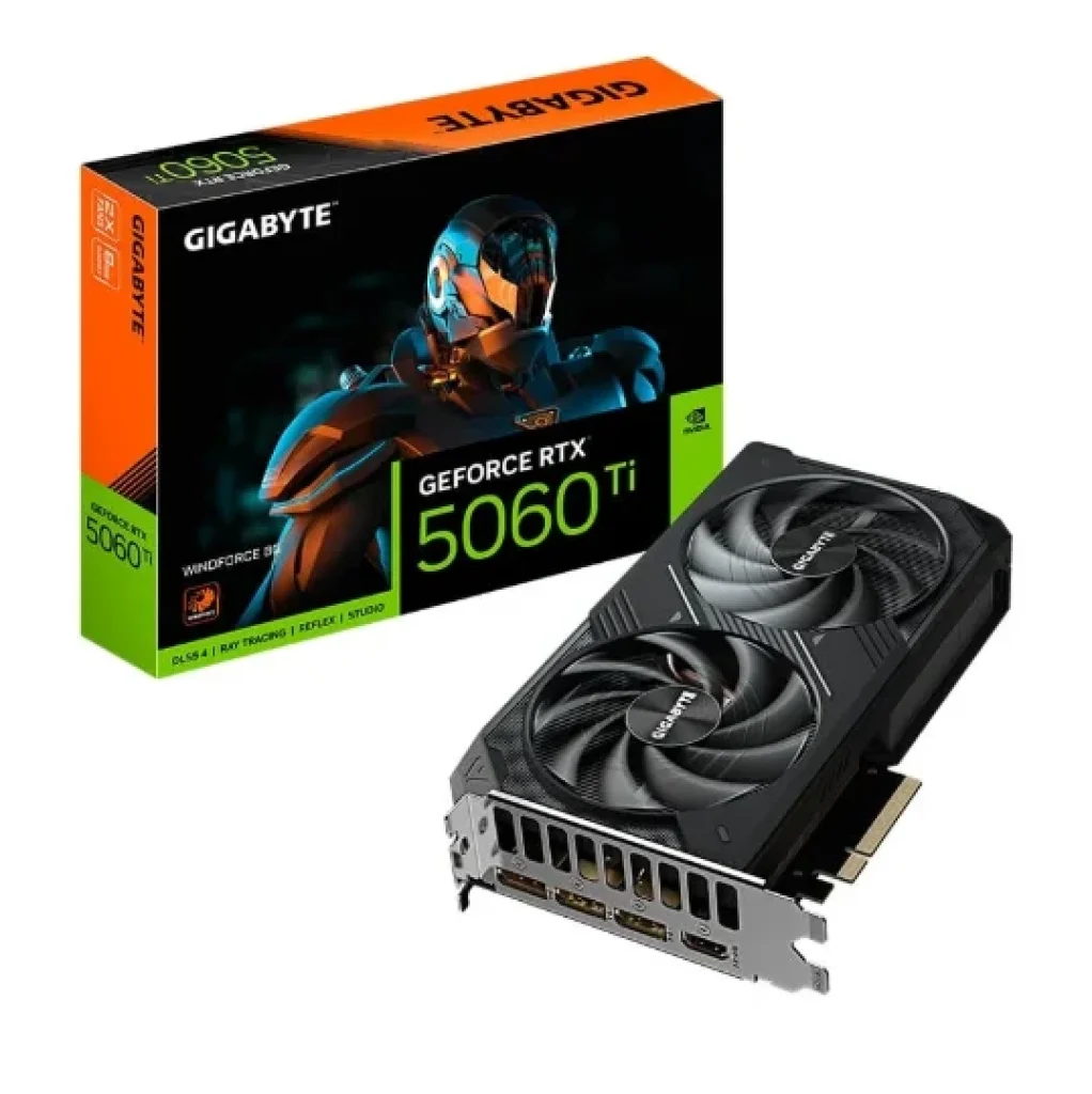 Placa de Vídeo Gigabyte RTX 5060 Ti WINDFORCE 8GB NVIDIA GeForce, 8GB GDDR7, 128bits, DLSS, Ray Tracing – GV-N506TWF2-8GD