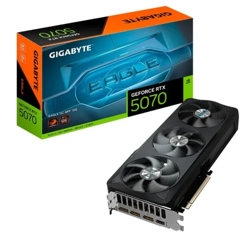 Placa de Vídeo Gigabyte RTX 5070 EAGLE OC SFF 12G NVIDIA GeForce, 12GB GDDR7, 192bits, RGB, DLSS, Ray Tracing – 9VN5070EO-00-G10