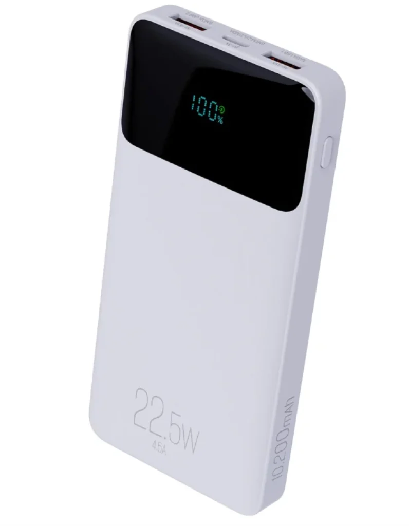 Power Bank ELG 10200mAH, Bateria Portátil Universal, Carga Rápida, Display Indicador, Entradas Micro USB e USB-C, 2 Portas USB-A, Branco – PB102WH