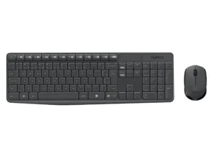 Teclado e Mouse Logitech MK235 Sem Fio Resistente à Água Cinza ABNT2
