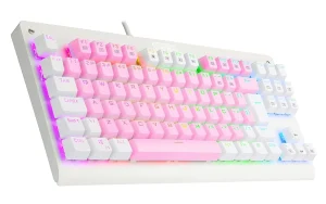 Teclado Mecanico Gamer Redragon Dark Avenger TKL Rainbow Rosa Com Branco Switch Marrom ABNT2