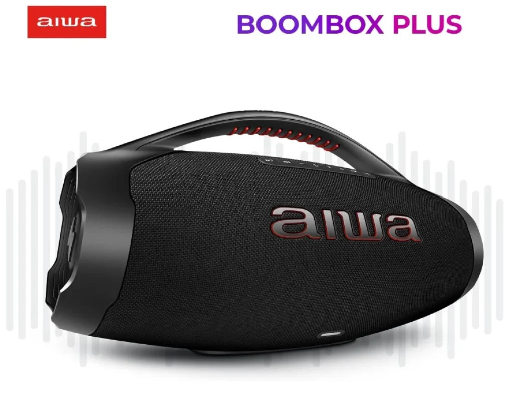 Caixa de Som AIWA Boombox BBS-01-B, 200W, IP66 com Alça, 30H de Bateria, Bluetooth, TWS