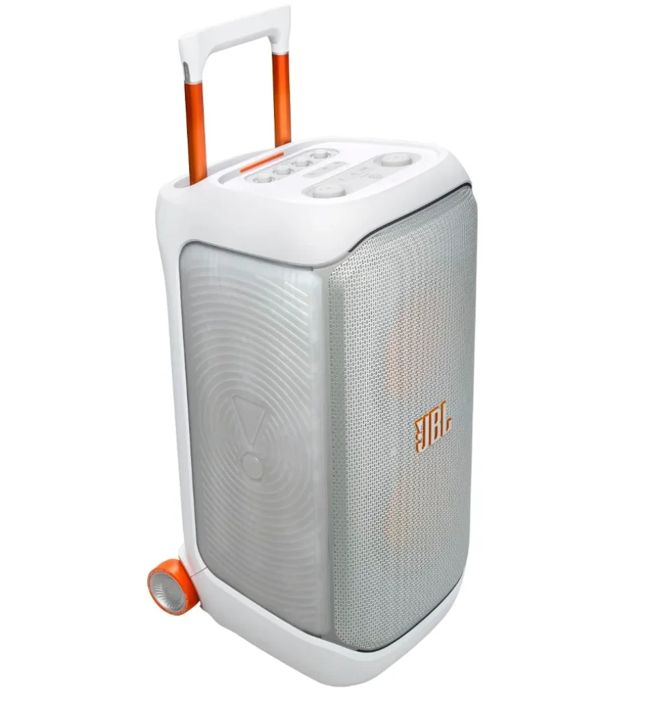 Caixa de Som Bluetooth JBL PartyBox Stage 320 Amplificada Portátil 240W USB, IPX4, Bivolt, Branca – JBLPBSTAGE320BR