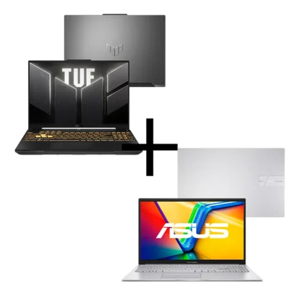 Combo Notebook ASUS TUF Gaming F16, RTX 3050 + Core 5 210H, 8/512GB – FX607VJ-RL002 Mecha Gray + Notebook ASUS Vivobook 15, i5 1334U, 8/512GB – X1504VA-NJ1740W Cool Silver