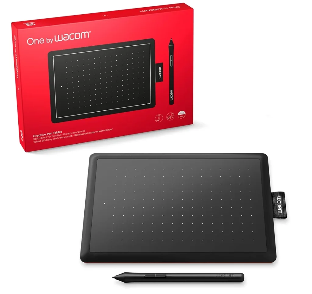 Mesa Digitalizadora One By Wacom CTL472, Pequena, Pen LP-190K, Preto e Vermelho – CTL472L