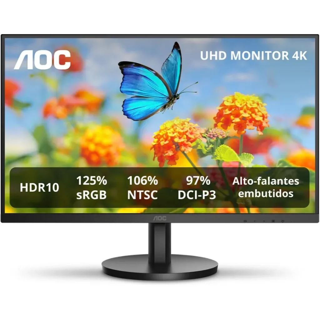 Monitor AOC 4K UHD 27″ Série B3 (2024) Widescreen 60Hz 4ms IPS LED, Tecnologia Anti Luz Azul, Adaptive-Sync, 2 HDMI – U27B3A/57