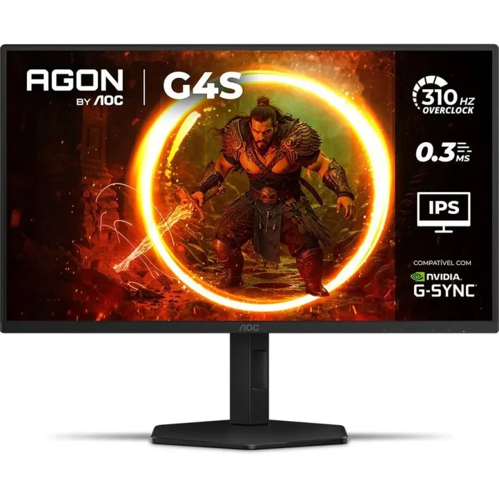 Monitor Gamer AOC 24.5″, FHD, 310Hz, 0.3ms, Fast IPS, G-Sync, HDR 400, Altura Ajustável, Preto – 25G4S/P