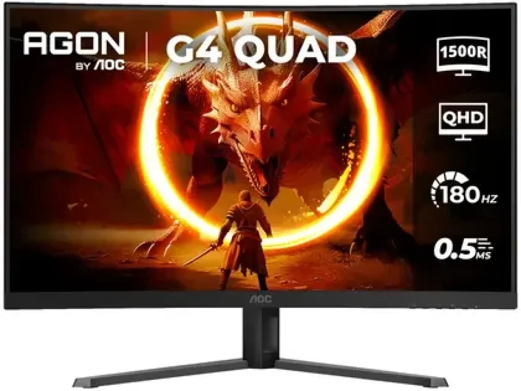 Monitor Gamer AOC Agon Quad 32, 31.5″, VA, Curvo, QHD, 0.5ms, 180Hz, FreeSync Premium, HDMI/DP, CQ32G4E