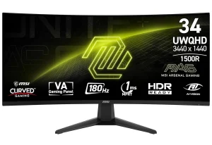 Monitor Gamer Curvo MSI 34″, QHD, UltraWide, 180Hz, 1ms, VA, Preto – MAG346CQ